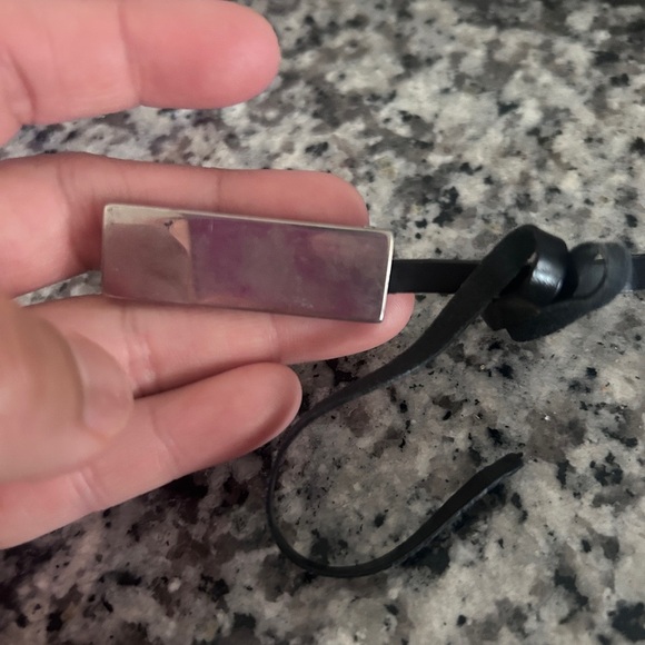 Burberry Black Leather & Silver Bag Tag - Picture 3 of 3